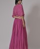 Onion Pink Chinnon Hand embroidered Gown